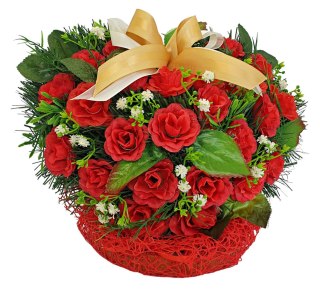 Stroik pięknych sztuchnych kwiatów na cmentarz grób Wszystkich Świętych