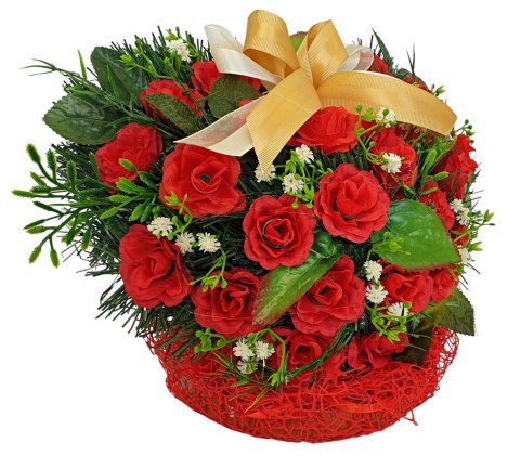 Stroik pięknych sztuchnych kwiatów na cmentarz grób Wszystkich Świętych