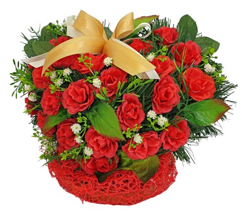 Stroik pięknych sztuchnych kwiatów na cmentarz grób Wszystkich Świętych