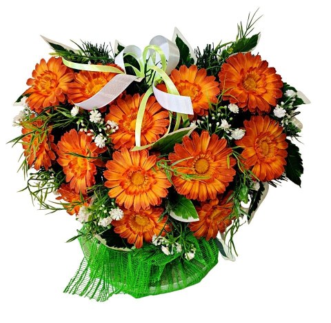 Stroik pięknych sztuchnych kwiatów na cmentarz grób Wszystkich Świętych