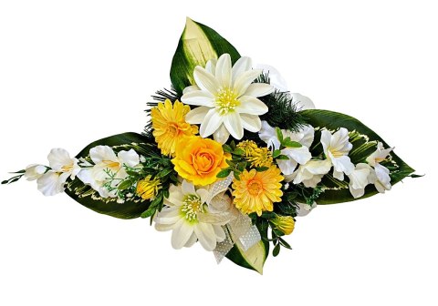 Stroik pięknych sztuchnych kwiatów na cmentarz grób Wszystkich Świętych