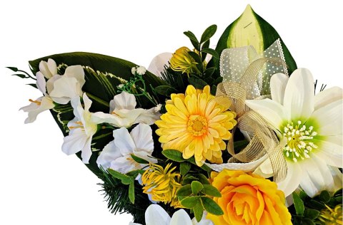 Stroik pięknych sztuchnych kwiatów na cmentarz grób Wszystkich Świętych