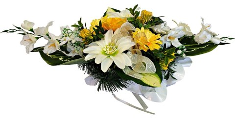 Stroik pięknych sztuchnych kwiatów na cmentarz grób Wszystkich Świętych