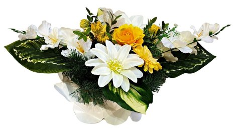 Stroik pięknych sztuchnych kwiatów na cmentarz grób Wszystkich Świętych