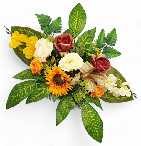 Stroik pięknych sztuchnych kwiatów na cmentarz grób Wszystkich Świętych