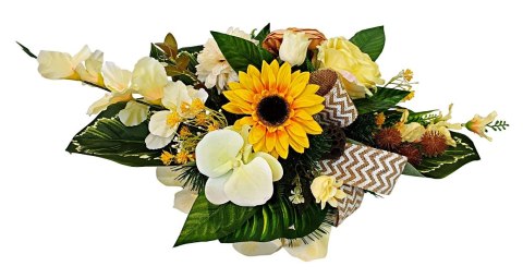 Stroik pięknych sztuchnych kwiatów na cmentarz grób Wszystkich Świętych