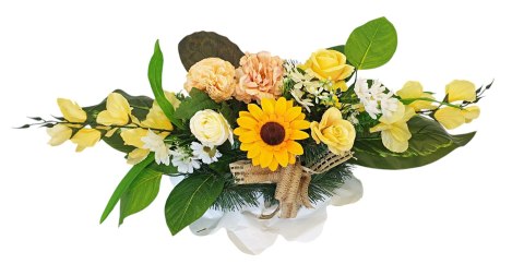 Stroik pięknych sztuchnych kwiatów na cmentarz grób Wszystkich Świętych