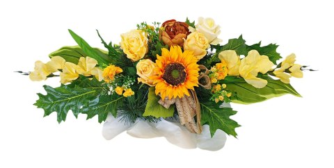 Stroik pięknych sztuchnych kwiatów na cmentarz grób Wszystkich Świętych