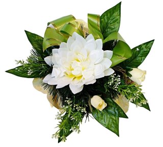 Stroik pięknych sztuchnych kwiatów na cmentarz grób Wszystkich Świętych