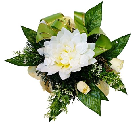 Stroik pięknych sztuchnych kwiatów na cmentarz grób Wszystkich Świętych