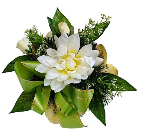 Stroik pięknych sztuchnych kwiatów na cmentarz grób Wszystkich Świętych