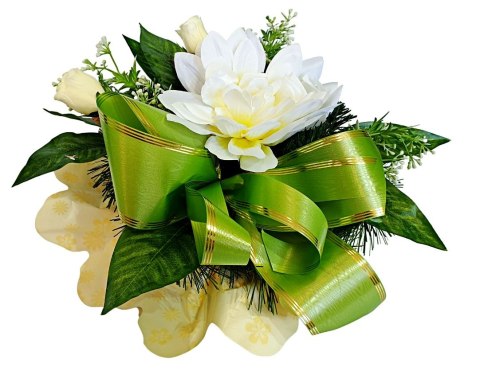 Stroik pięknych sztuchnych kwiatów na cmentarz grób Wszystkich Świętych