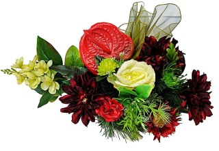 Stroik pięknych sztuchnych kwiatów na cmentarz grób Wszystkich Świętych