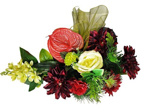 Stroik pięknych sztuchnych kwiatów na cmentarz grób Wszystkich Świętych