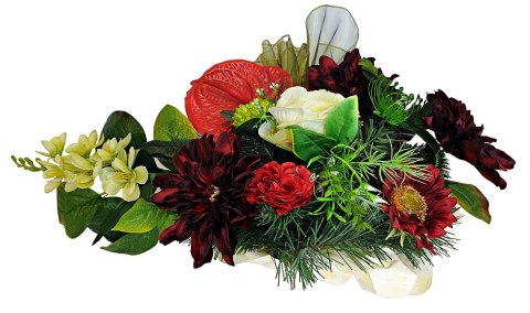 Stroik pięknych sztuchnych kwiatów na cmentarz grób Wszystkich Świętych