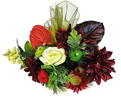 Stroik pięknych sztuchnych kwiatów na cmentarz grób Wszystkich Świętych