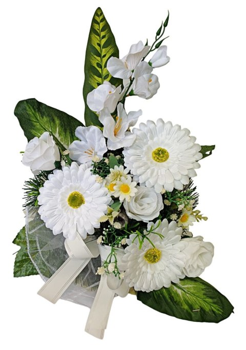 Stroik pięknych sztuchnych kwiatów na cmentarz grób Wszystkich Świętych