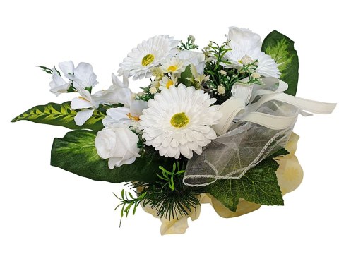 Stroik pięknych sztuchnych kwiatów na cmentarz grób Wszystkich Świętych