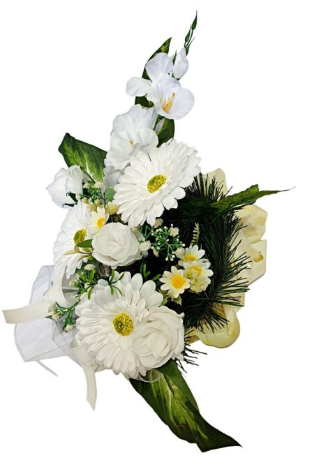 Stroik pięknych sztuchnych kwiatów na cmentarz grób Wszystkich Świętych