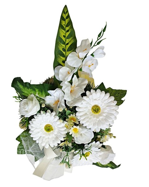 Stroik pięknych sztuchnych kwiatów na cmentarz grób Wszystkich Świętych