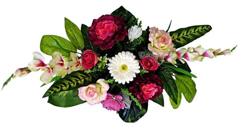 Stroik pięknych sztuchnych kwiatów na cmentarz grób Wszystkich Świętych