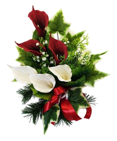 Stroik pięknych sztuchnych kwiatów na cmentarz grób Wszystkich Świętych