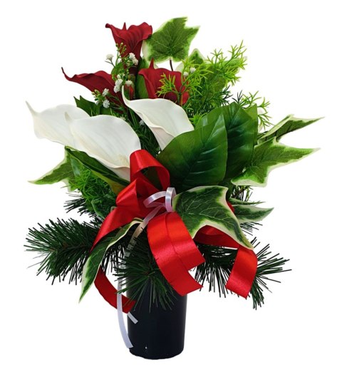 Stroik pięknych sztuchnych kwiatów na cmentarz grób Wszystkich Świętych