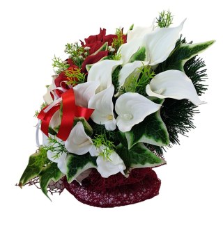 Stroik pięknych sztuchnych kwiatów na cmentarz grób Wszystkich Świętych