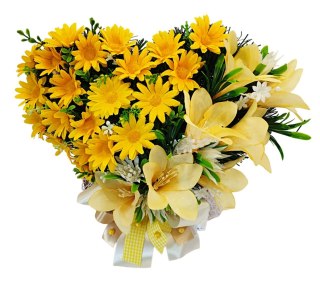 Stroik pięknych sztuchnych kwiatów na cmentarz grób Wszystkich Świętych