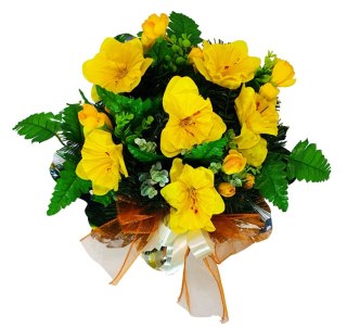 Stroik pięknych sztuchnych kwiatów na cmentarz grób Wszystkich Świętych