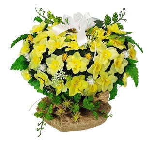 Stroik pięknych sztuchnych kwiatów na cmentarz grób Wszystkich Świętych