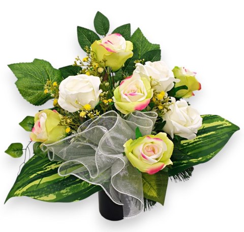 BUKIET RÓŻE DO WAZONU SZTUCZNE KWIATY NA CMENTARZ