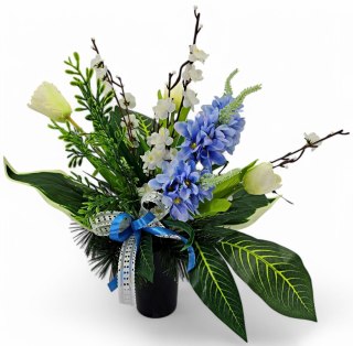 Bukiet wkład do wazonu kwiaty stroik na cmentarz grób wzór wiosenny