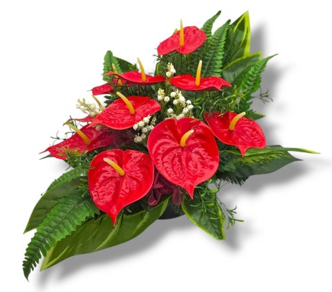 Stroik pięknych sztuchnych kwiatów na cmentarz grób Wszystkich Świętych