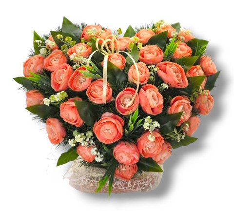 Stroik pięknych sztuchnych kwiatów na cmentarz grób Wszystkich Świętych