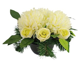 Stroik pięknych sztuchnych kwiatów na cmentarz grób Wszystkich Świętych