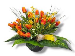 STROIK NA CMENTARZ KWIATY NA GRÓB TULIPANY + OBCIĄŻENIE