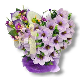 Stroik serce na cmentarz grób kwiaty na wszystkich świętych