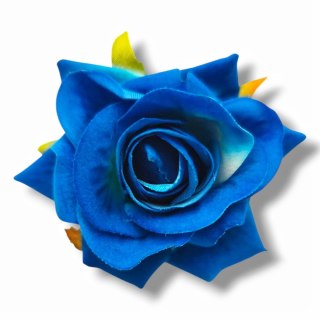 SZTUCZNY KWIAT RÓŻY 6cm GRANATOWA NIEBIESKA RÓŻA GŁÓWKA WYROBOWA WELUR