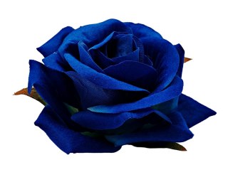 SZTUCZNY KWIAT RÓŻY 6cm GRANATOWA NIEBIESKA RÓŻA GŁÓWKA WYROBOWA WELUR