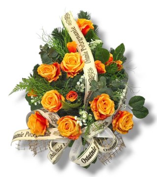 WIĄZANKA POGRZEBOWA NA FLORECIE WIENIEC RÓŻE + WŁASNY NAPIS + wysyłka 24h