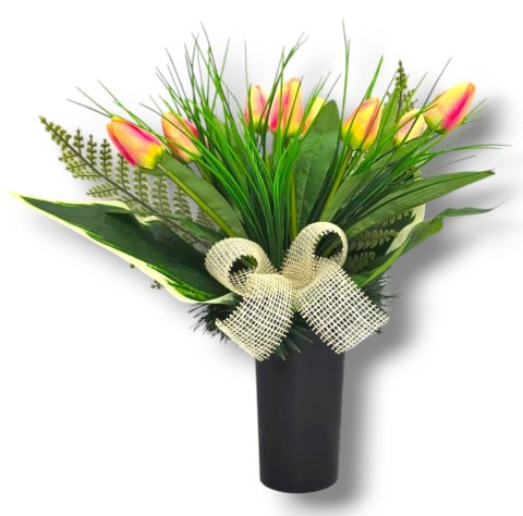 WIOSENNY BUKIET WKŁAD DO WAZONU TULIPANY KWIATY NA CMENTARZ GRÓB POMNIK
