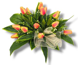 WIOSENNY STROIK KOMPOZYCJA KWIATOWA MISA Z OBCIĄŻENIEM NA GRÓB POMNIK TULIPANY