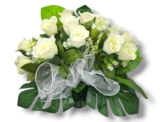 BUKIET WKŁAD DO WAZONU KWIATY NA CMENTARZ GRÓB POMNIK RÓŻE