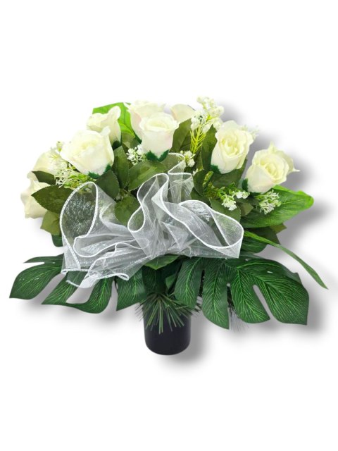 BUKIET WKŁAD DO WAZONU KWIATY NA CMENTARZ GRÓB POMNIK RÓŻE