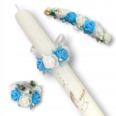 NIEBIESKA RÓŻOWA BIAŁA - DO WYBORU - DEKORACJA NA ŚWIECĘ DO CHRZTU PROFITKA