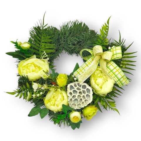 OKRĄGŁY STROIK WIĄZANKA WIANEK NA CMENTARZ DEKORACJA POD ZNICZ