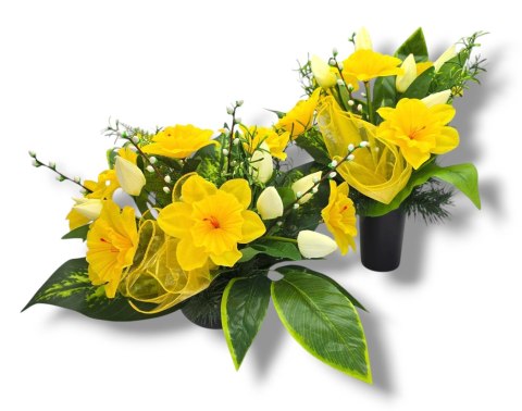 Stroik pięknych sztuchnych kwiatów na cmentarz grób Wszystkich Świętych