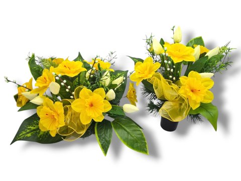 Stroik pięknych sztuchnych kwiatów na cmentarz grób Wszystkich Świętych