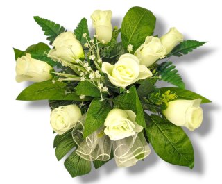 Stroik pięknych sztuchnych kwiatów na cmentarz grób Wszystkich Świętych